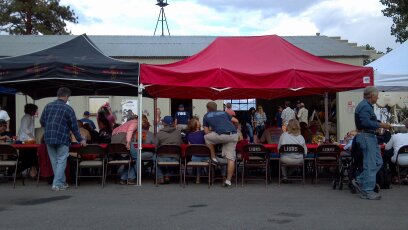 Photograph of a Swall Meadows community gathering at the Fire House